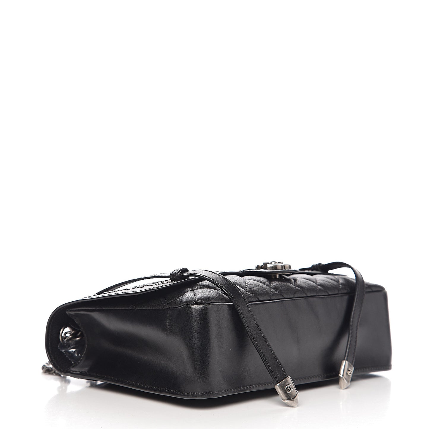 Studded Calfskin Lambskin Paris Dallas Flap Black