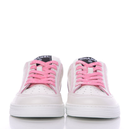 Chanel Calfskin Womens Logo Sneakers 37 White Pink 3 of 10