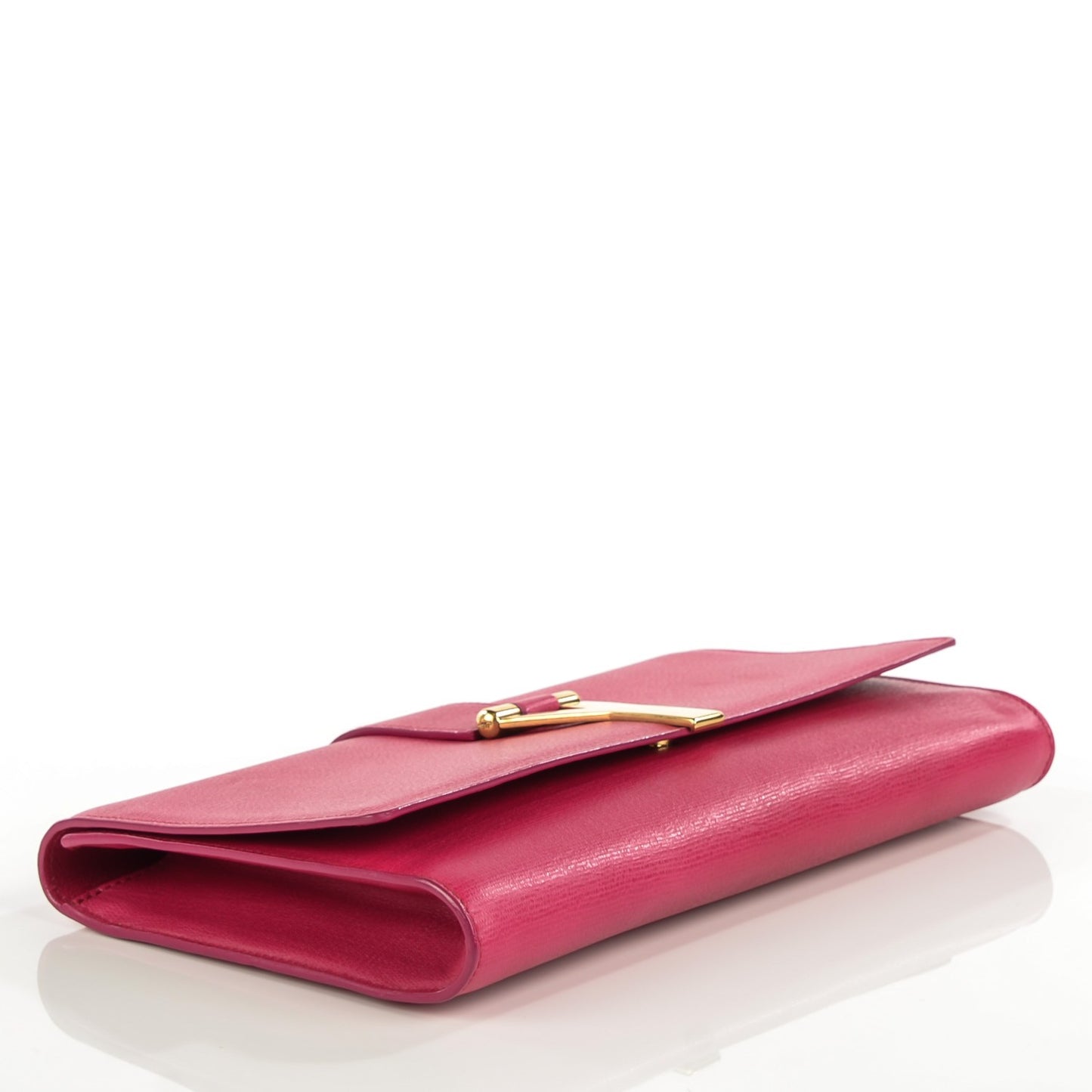Textured Calfskin Y Ligne Clutch Fuchsia
