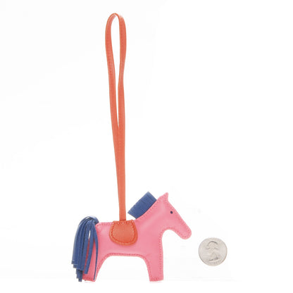 Hermes Milo Lambskin Grigri Rodeo Bag Charm PM Rose Azalee Cornaline Bleu De Malte 2 of 5