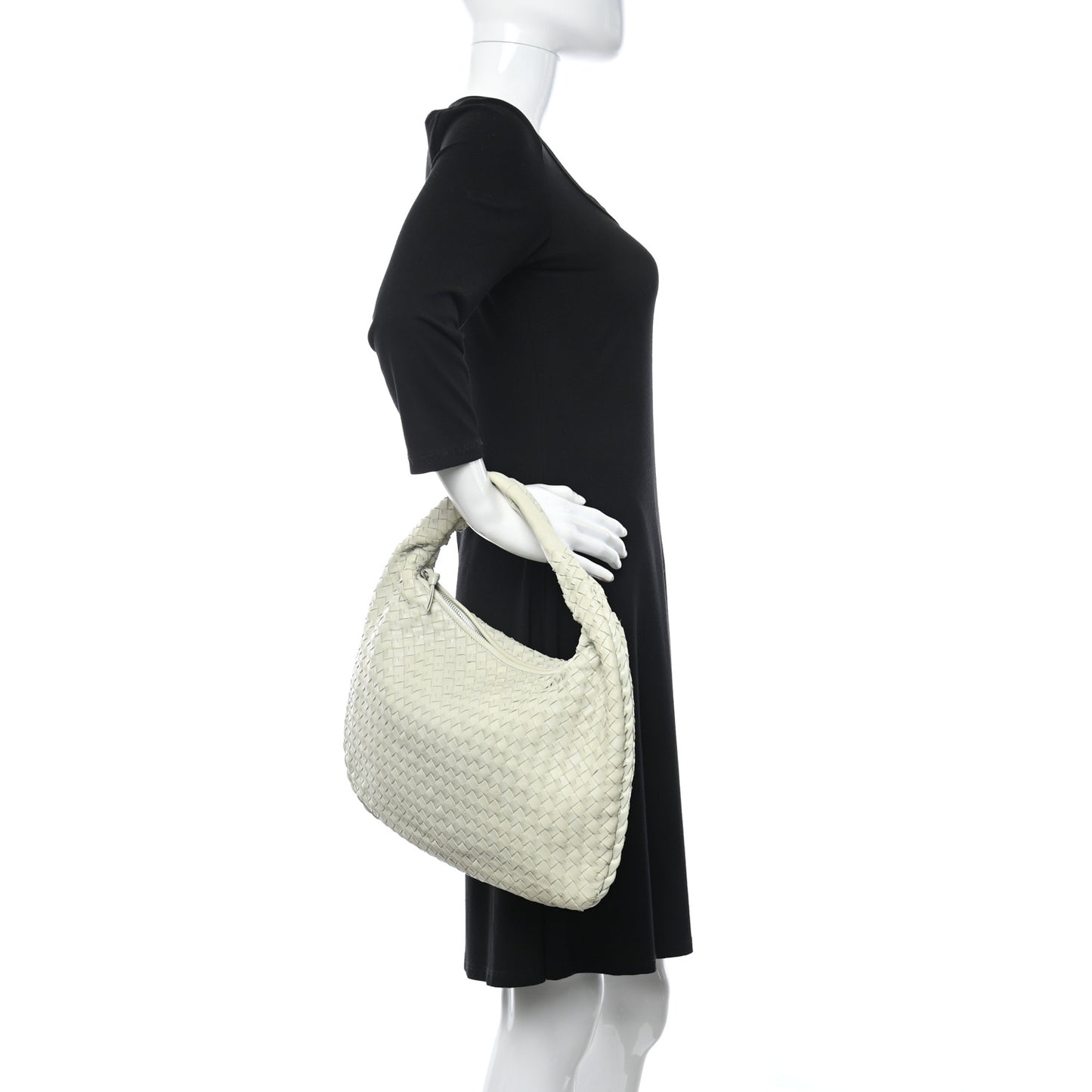 Nappa Intrecciato Slit Medium Veneta Hobo Cream