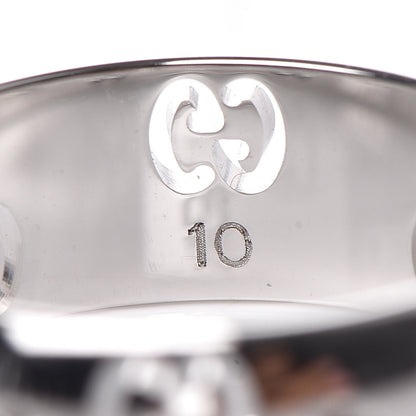 Gucci 18K White Gold Diamond 6mm Icon Band Ring 50 5.25 5 of 8
