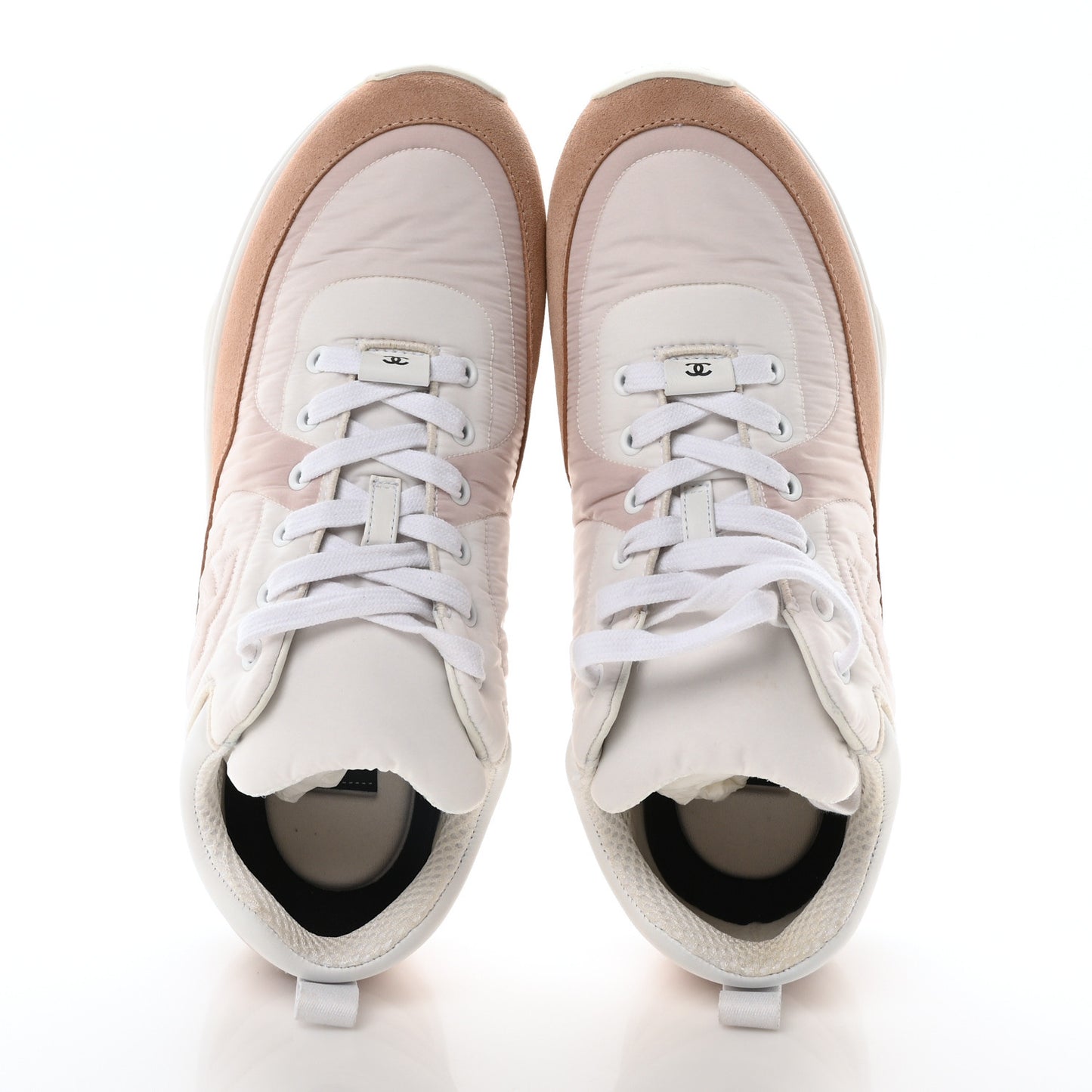 Nylon Suede Calfskin CC Sneakers 40 Pink