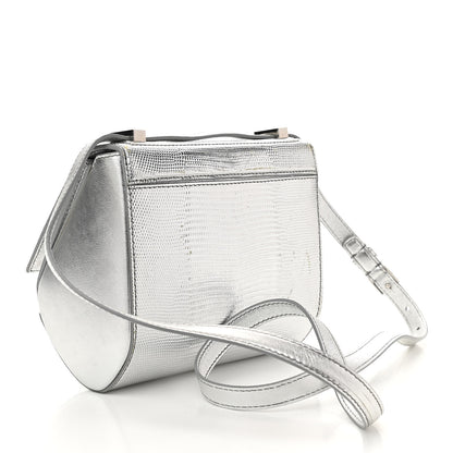 Givenchy Metallic Calfskin Lizard Embossed Mini Pandora Box Crossbody Bag Silver 3 of 14