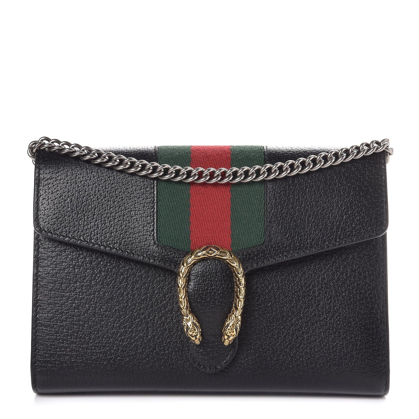 Calfskin Web Mini Dionysus Chain Wallet Black