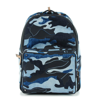 Valentino Garavani Denim Camouflage Backpack Blue 1 of 8