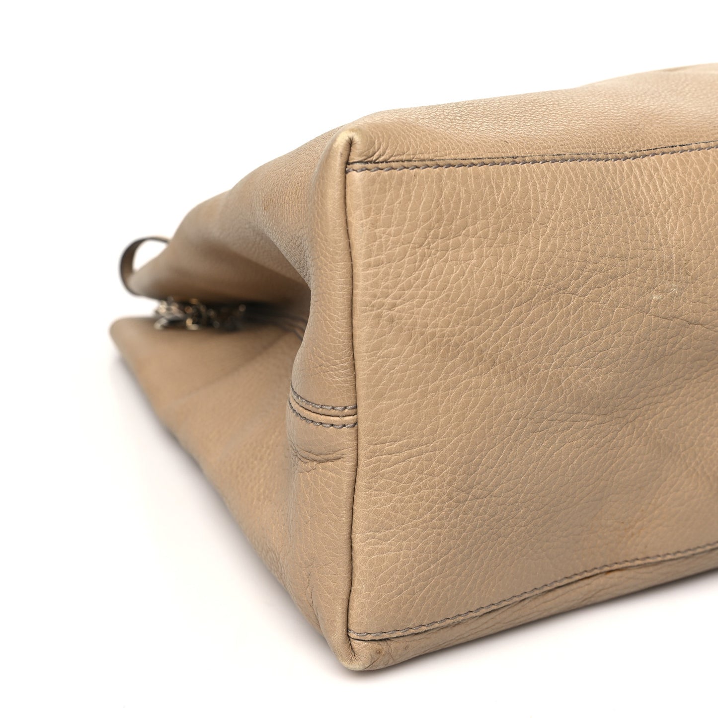 Pebbled Calfskin Large Soho Chain Shoulder Bag Nude