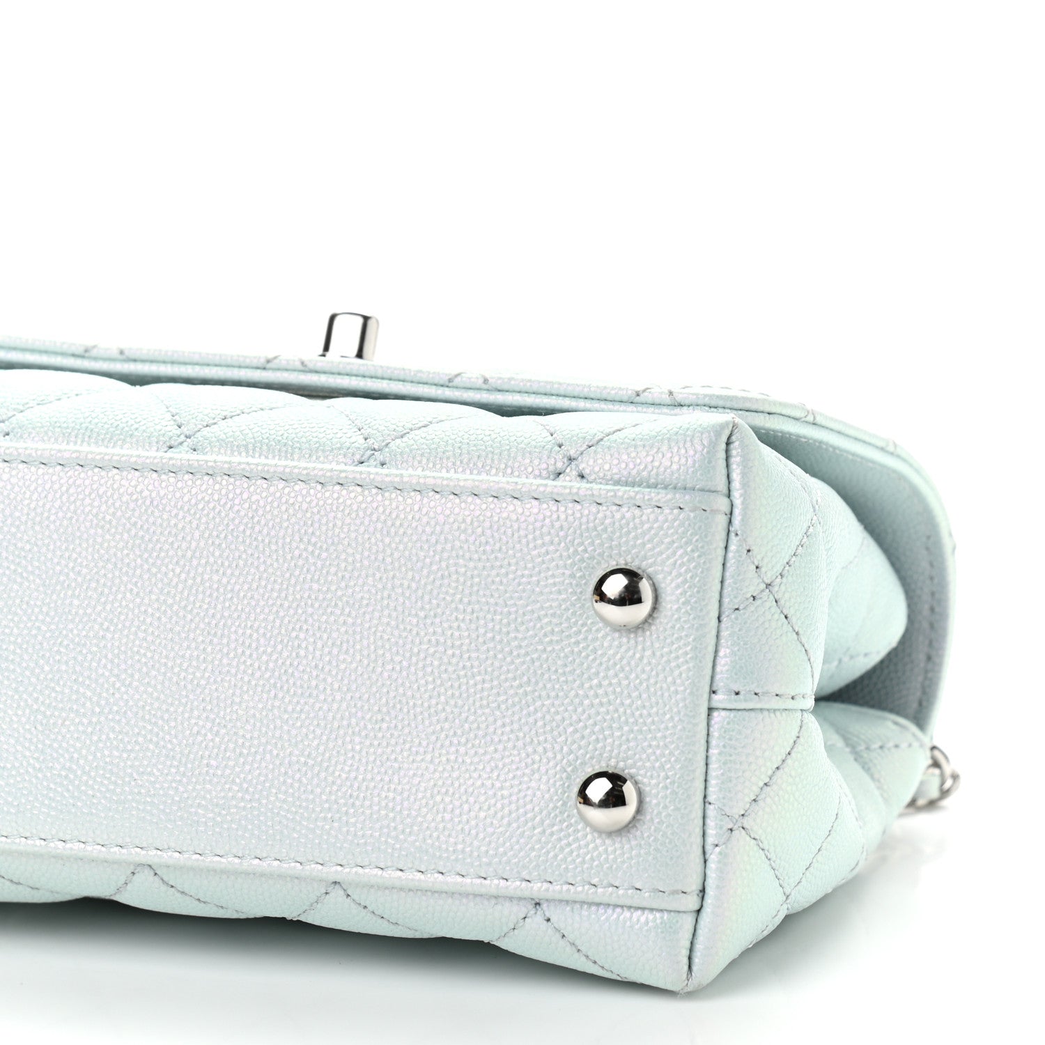 Chanel Iridescent Caviar Quilted Extra Mini Coco Handle Flap Light Blue 10 of 12