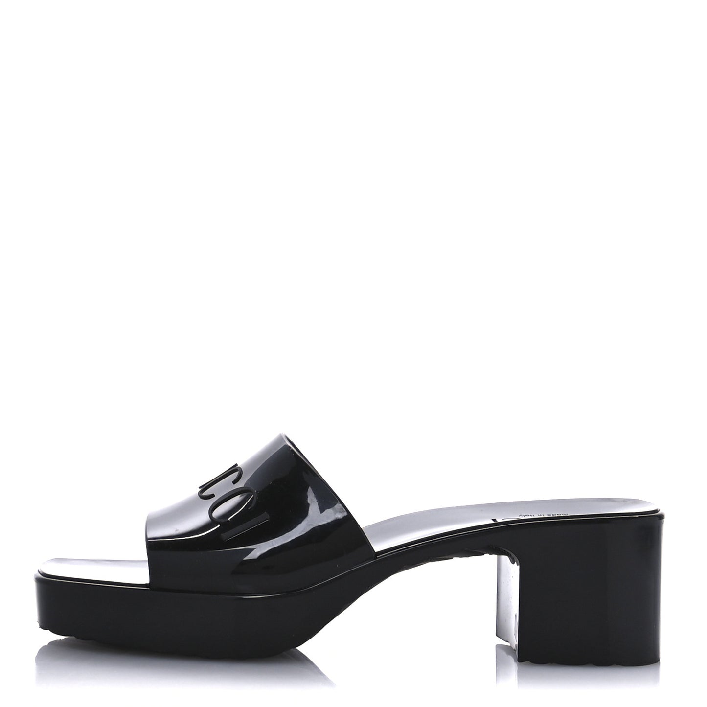 Rubber Gucci Logo Womens Platform 20/60mm Slide Sandals 38 Black
