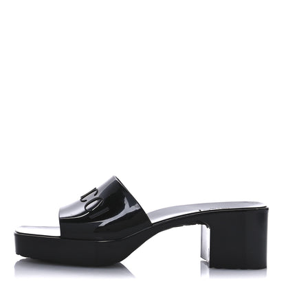 Gucci Rubber Gucci Logo Womens Platform 20/60mm Slide Sandals 38 Black 1 of 9