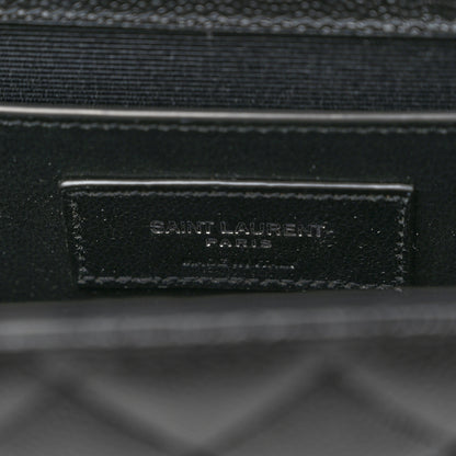 Saint Laurent Grain De Poudre Textured Mixed Matelasse Triquilt Medium Monogram Satchel Black 6 of 9