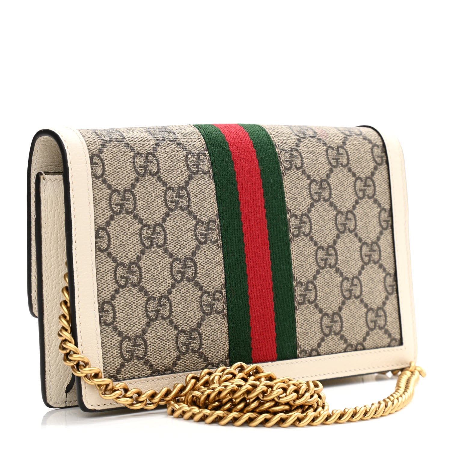 Gucci GG Supreme Monogram Web Queen Margaret Chain Wallet White 3 of 9