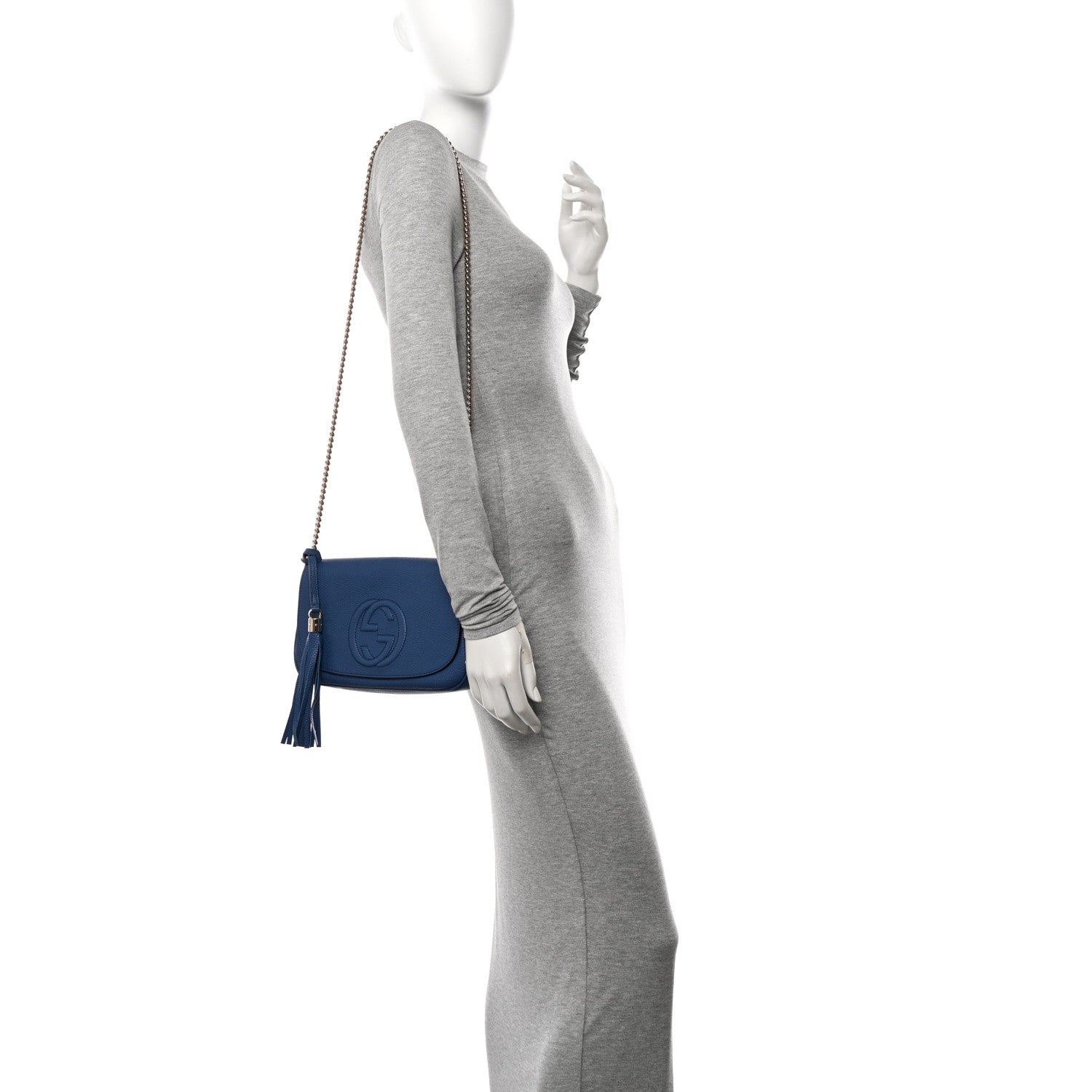 Gucci Pebbled Calfskin Medium Soho Flap Crossbody Caspian 2 of 10