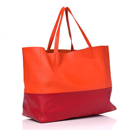 Celine Lambskin Horizontal Bi-Color Cabas Orange Red 2 of 5