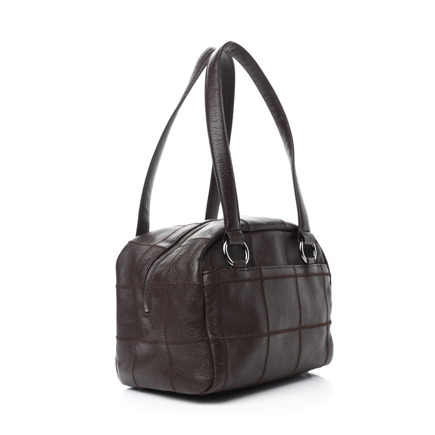 Chanel Caviar Square Stitched Bowler Dark Brown 3 of 11