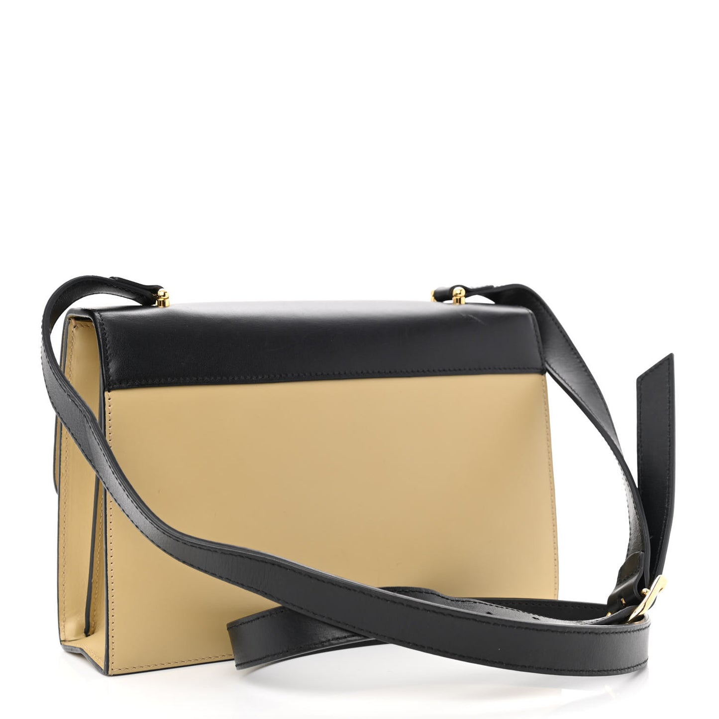 Smooth Calfskin Small Zumi Shoulder Bag Beige Black