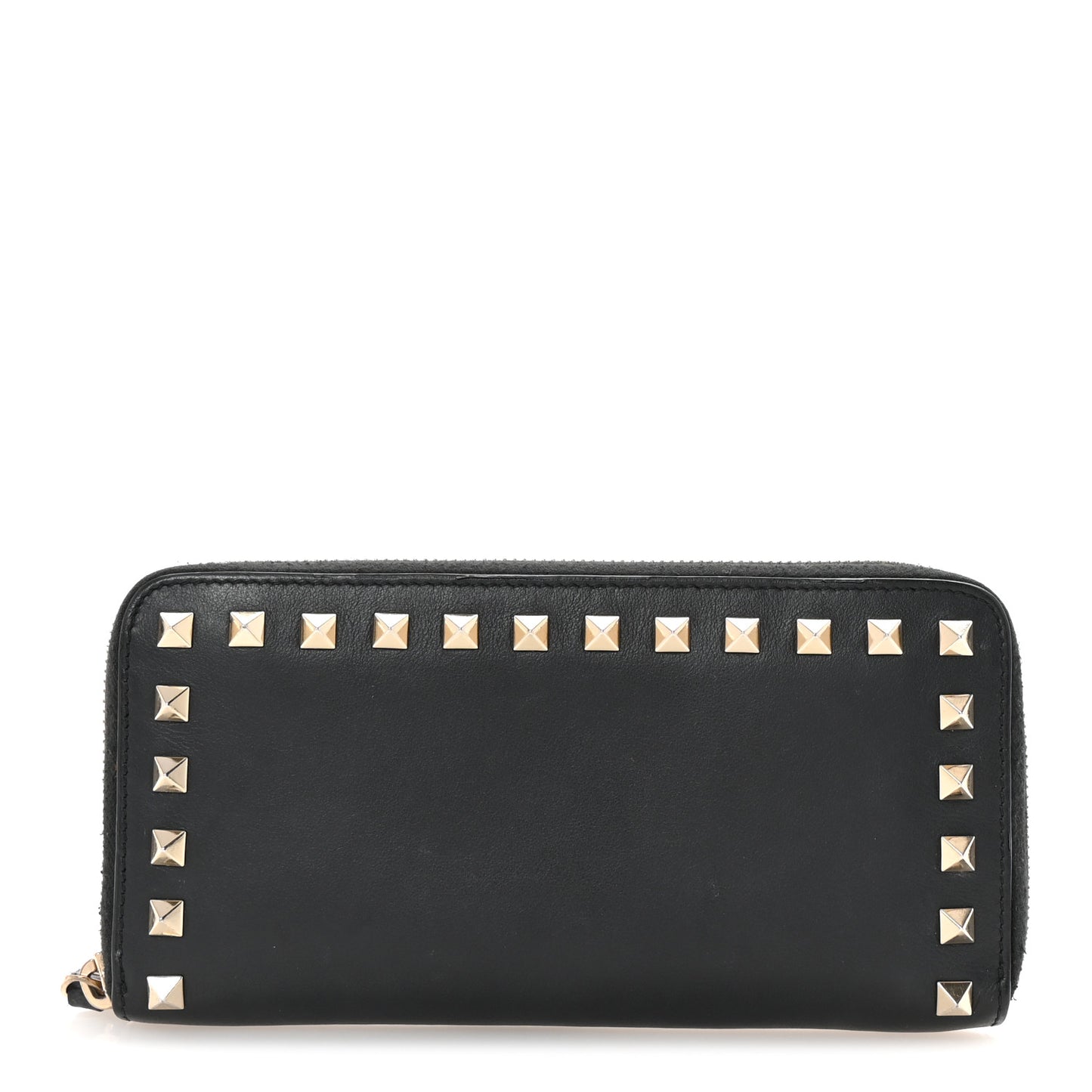 Vitello Rockstud Zip Around Wallet Black