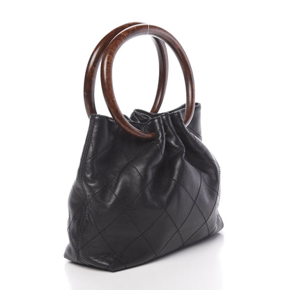 Chanel Lambskin Stitched Wood Handle Bag Black 3 of 10