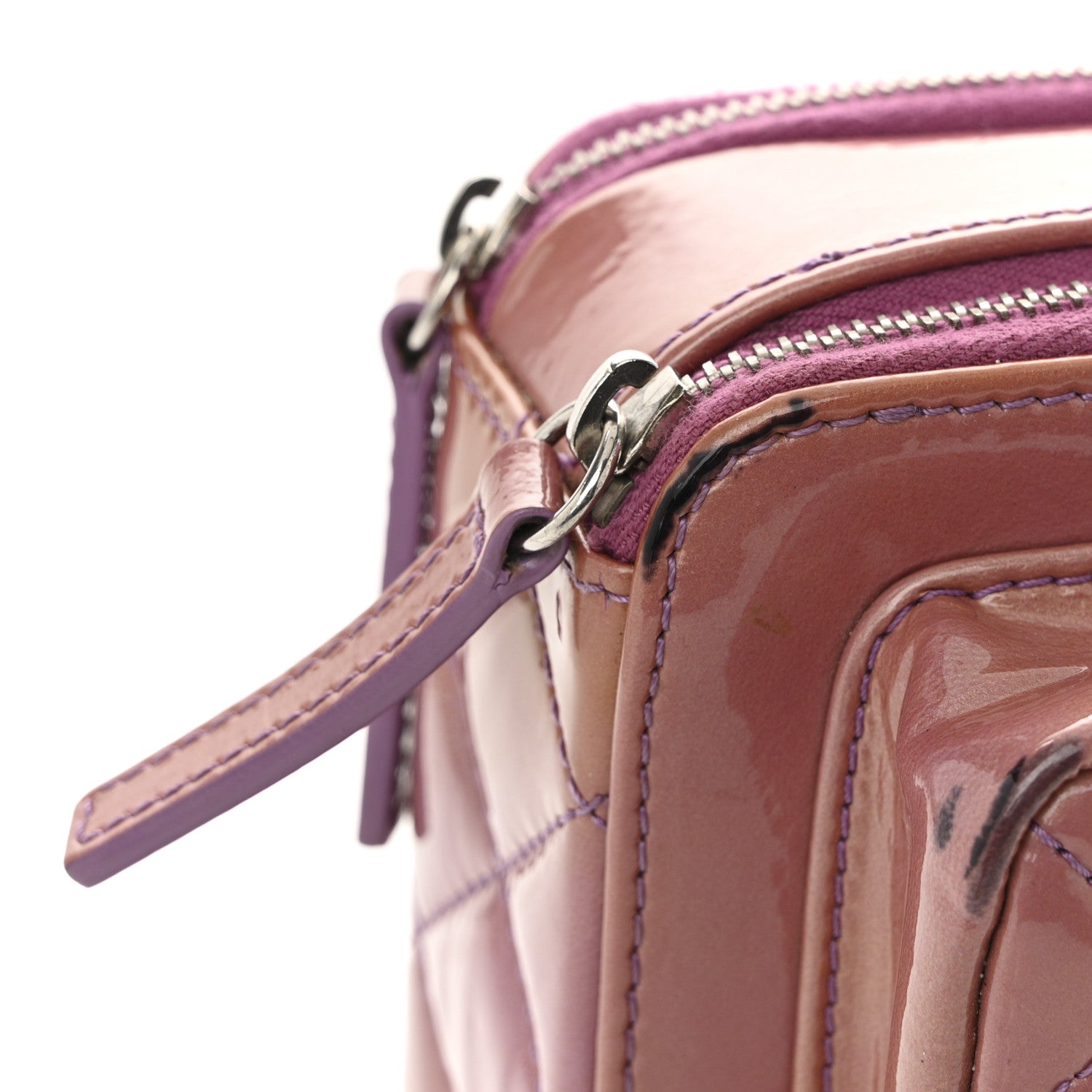Chanel Patent Quilted Small Pocket Box Camera Case Purple 14 of 16