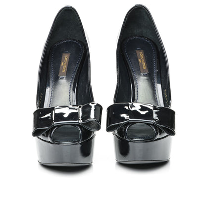 Louis Vuitton Vernis True Peep Toe Pumps 37 Blue Infini 2 of 9