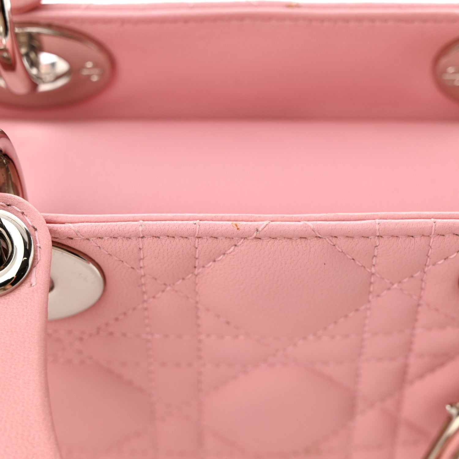 Christian Dior CHRISTIAN DIOR Lambskin Cannage Mini Lady Dior Light Pink 11 of 14
