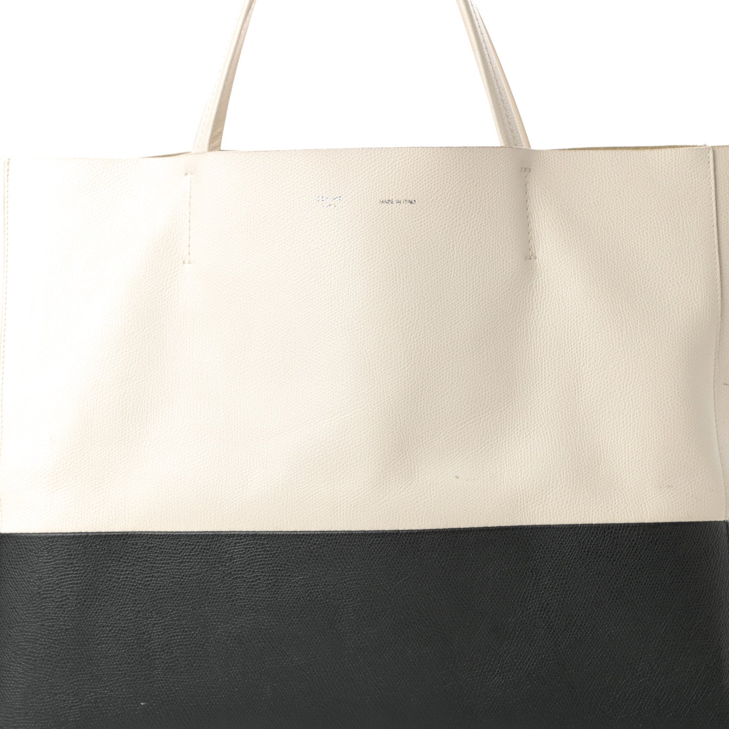 Celine Grained Calfskin Horizontal Bi-Cabas Cream Black 7 of 14