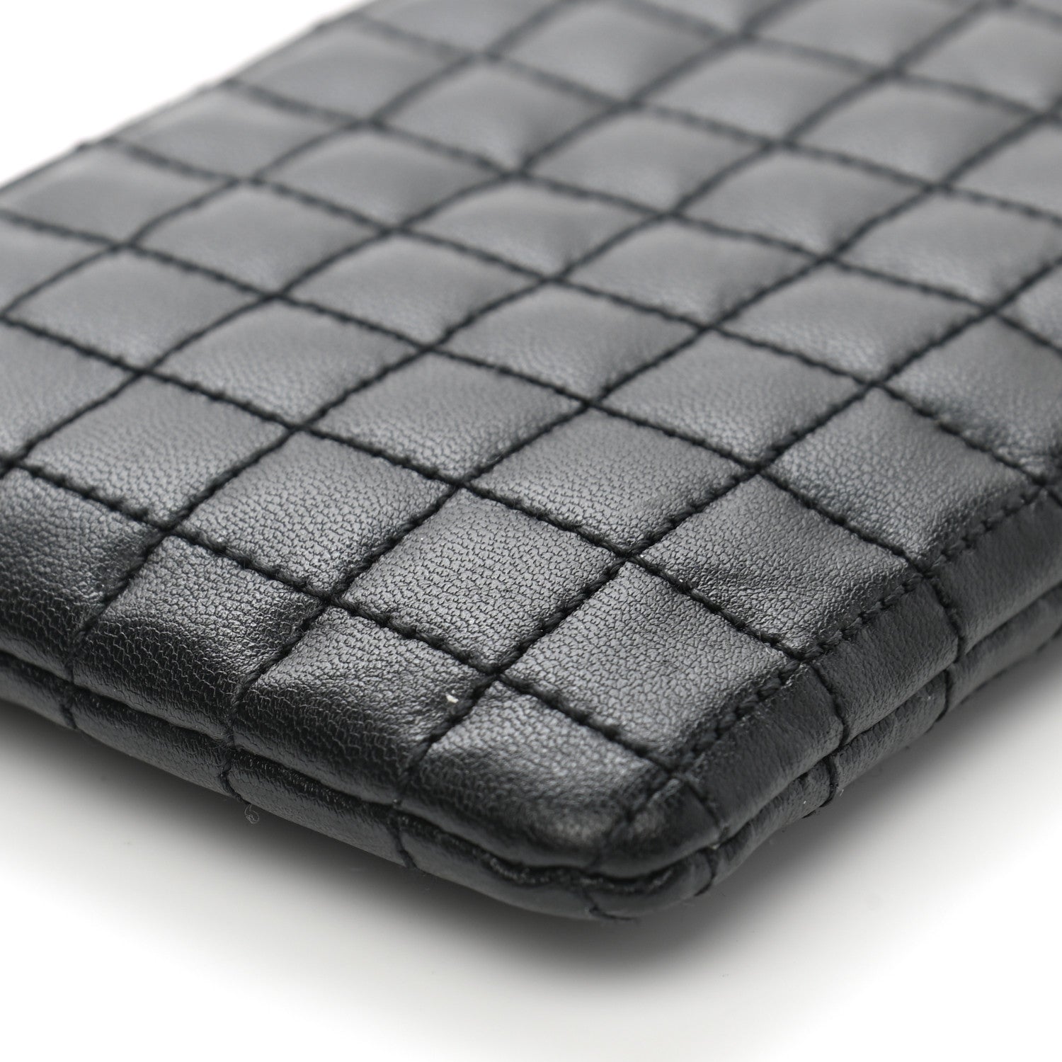 Celine Calfskin Quilted C Charm Coin Card Pouch Black 9 of 9