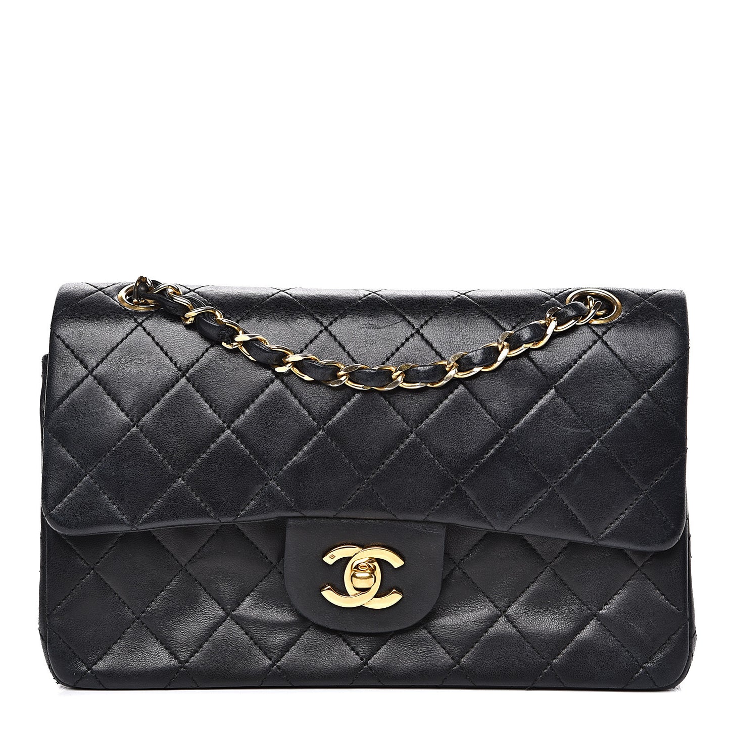 Lambskin Quilted Small Double Flap Black