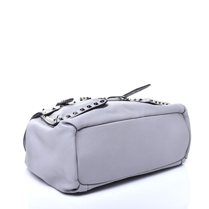 Valentino Garavani Pebbled Calfskin Rockstud Double Pocket Backpack Pastel Grey 3 of 8