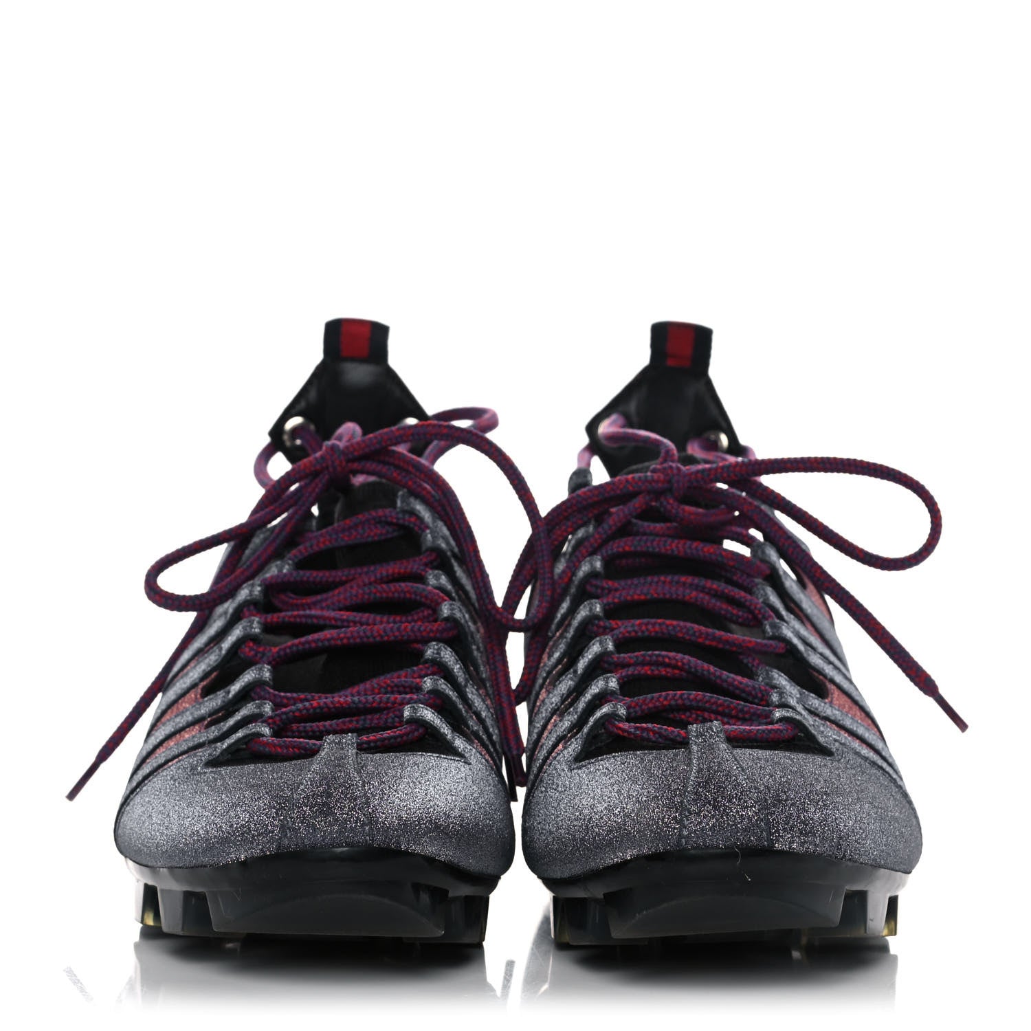 Gucci Nappa Sparkle Feline Web Titan Lace Up Sneakers 8.5 Caspian Rosso 2 of 10