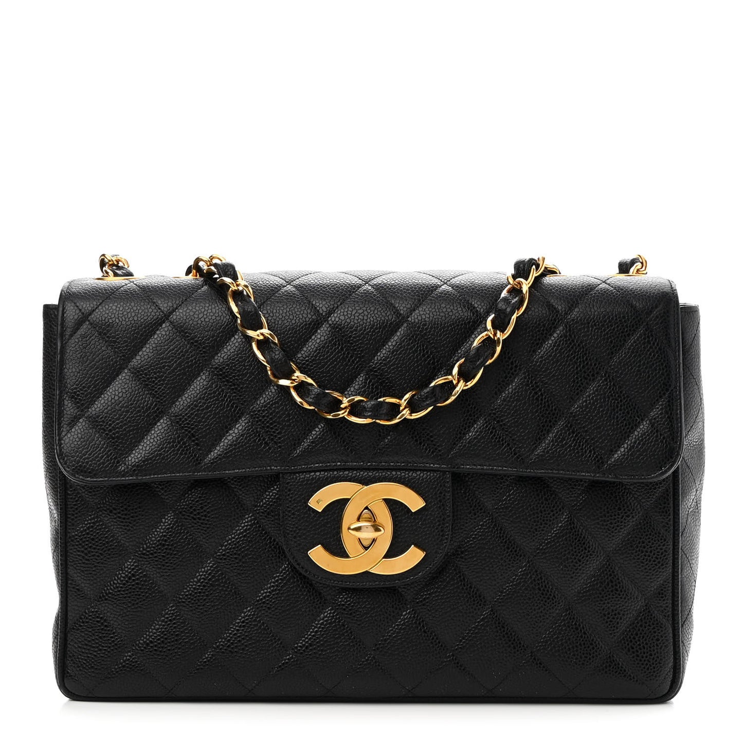Caviar Quilted XL Jumbo Single Flap Black