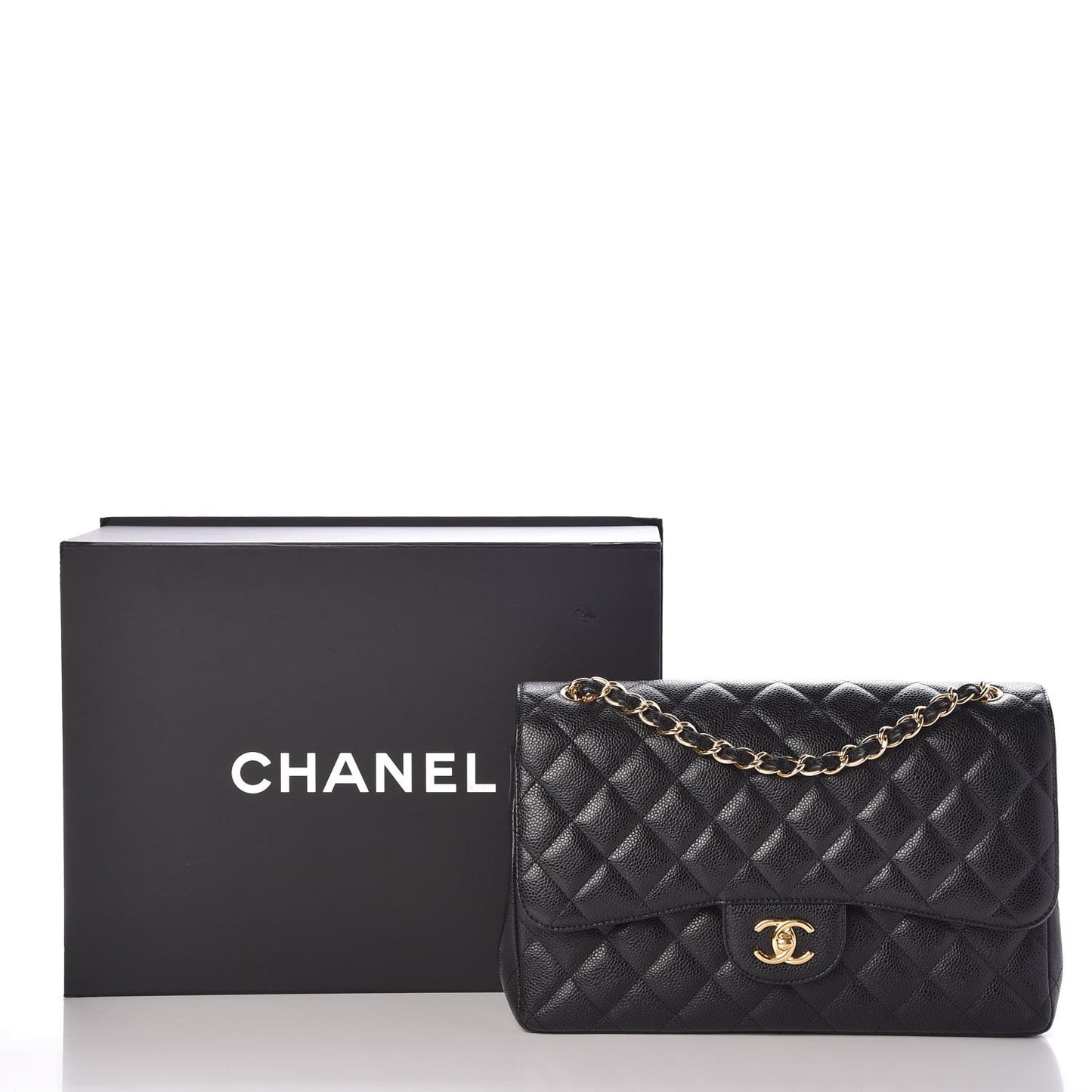 Caviar Quilted Jumbo Double Flap Black
