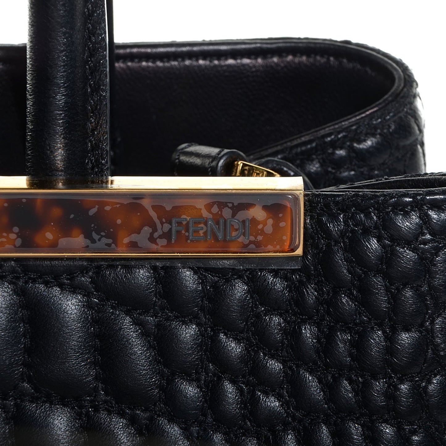 Nappa Crocodile Trapuntata Petite 2Jours Tote Black