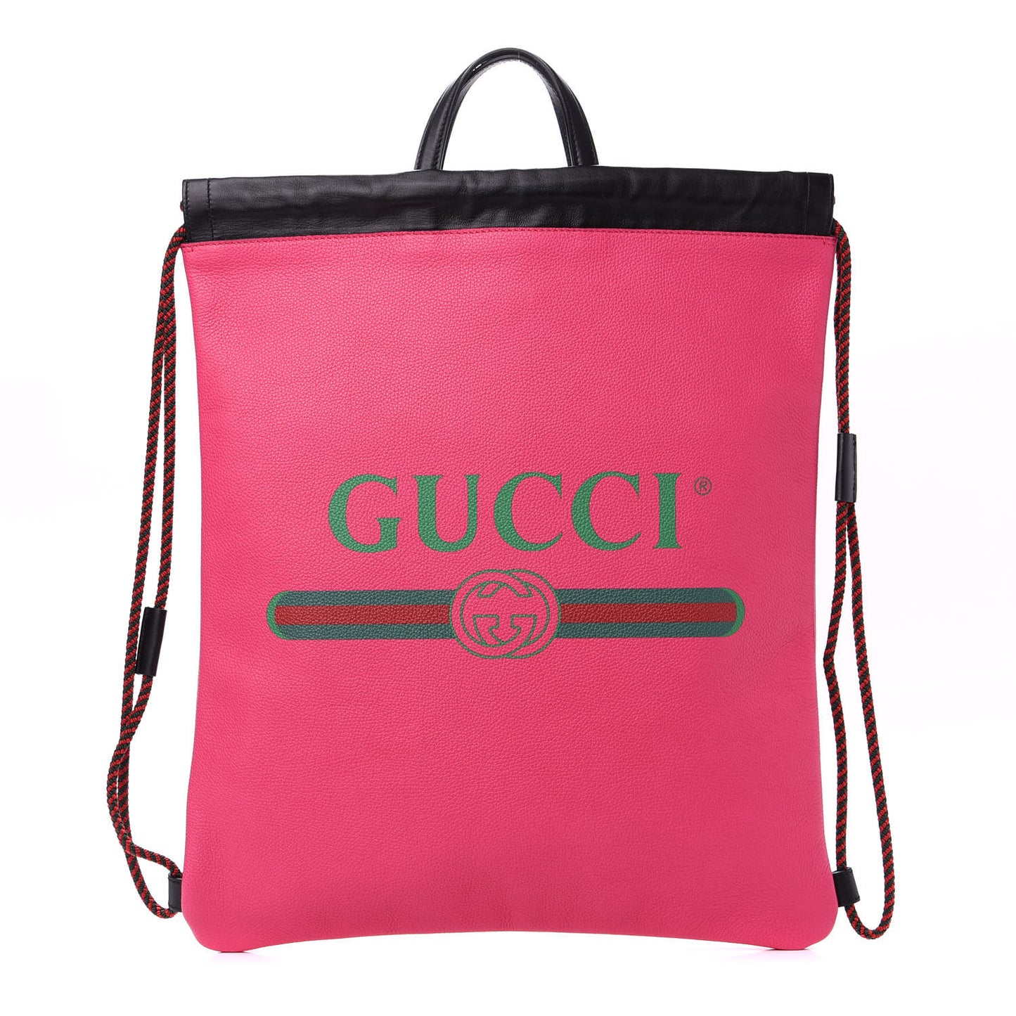 Grained Calfskin Logo Drawstring Backpack Box Pink Green Black