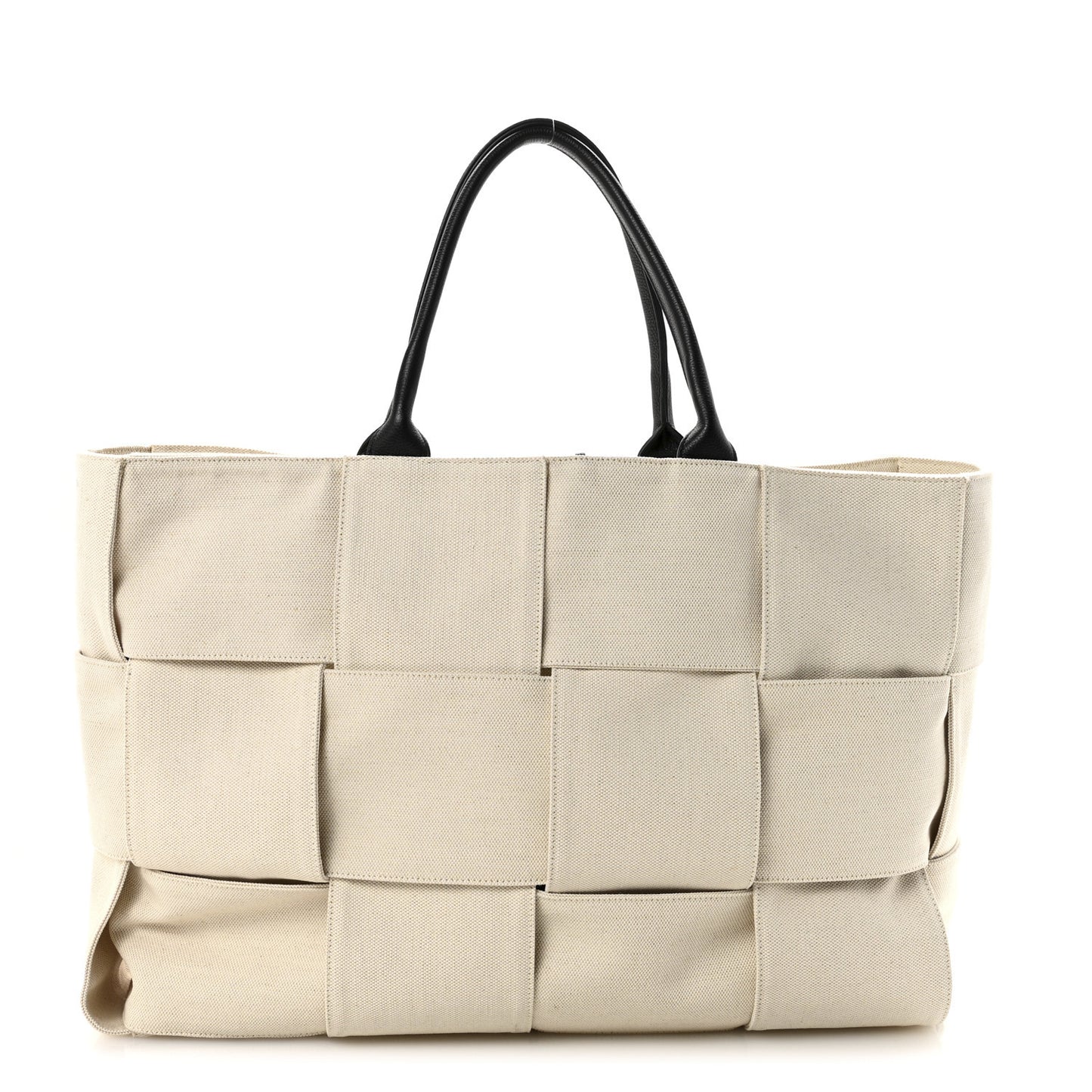 Canvas Maxi Intrecciato Large Arco Tote Beige Black