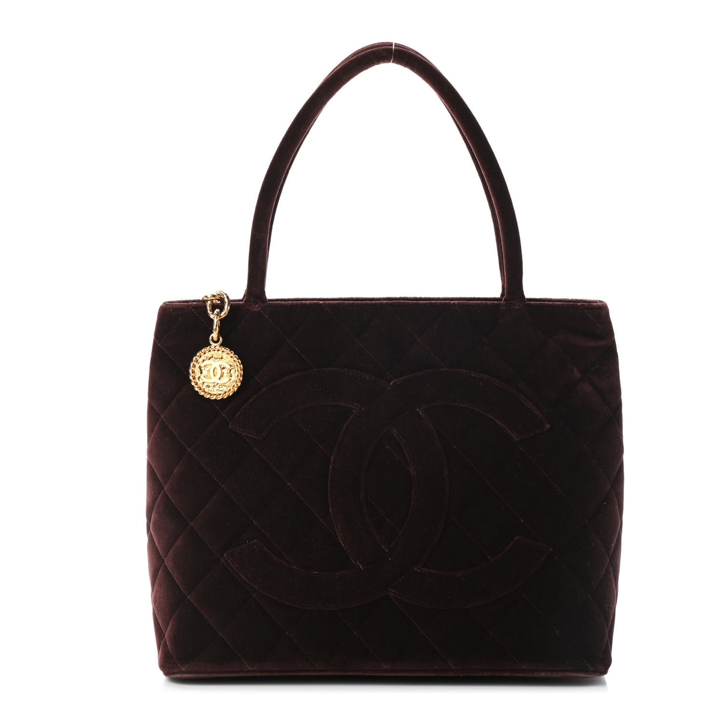Velvet Quilted Medallion Tote Brown