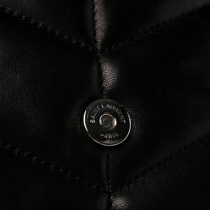 Saint Laurent Lambskin Quilted Toy Loulou Puffer Monogram Chain Satchel Black 10 of 13