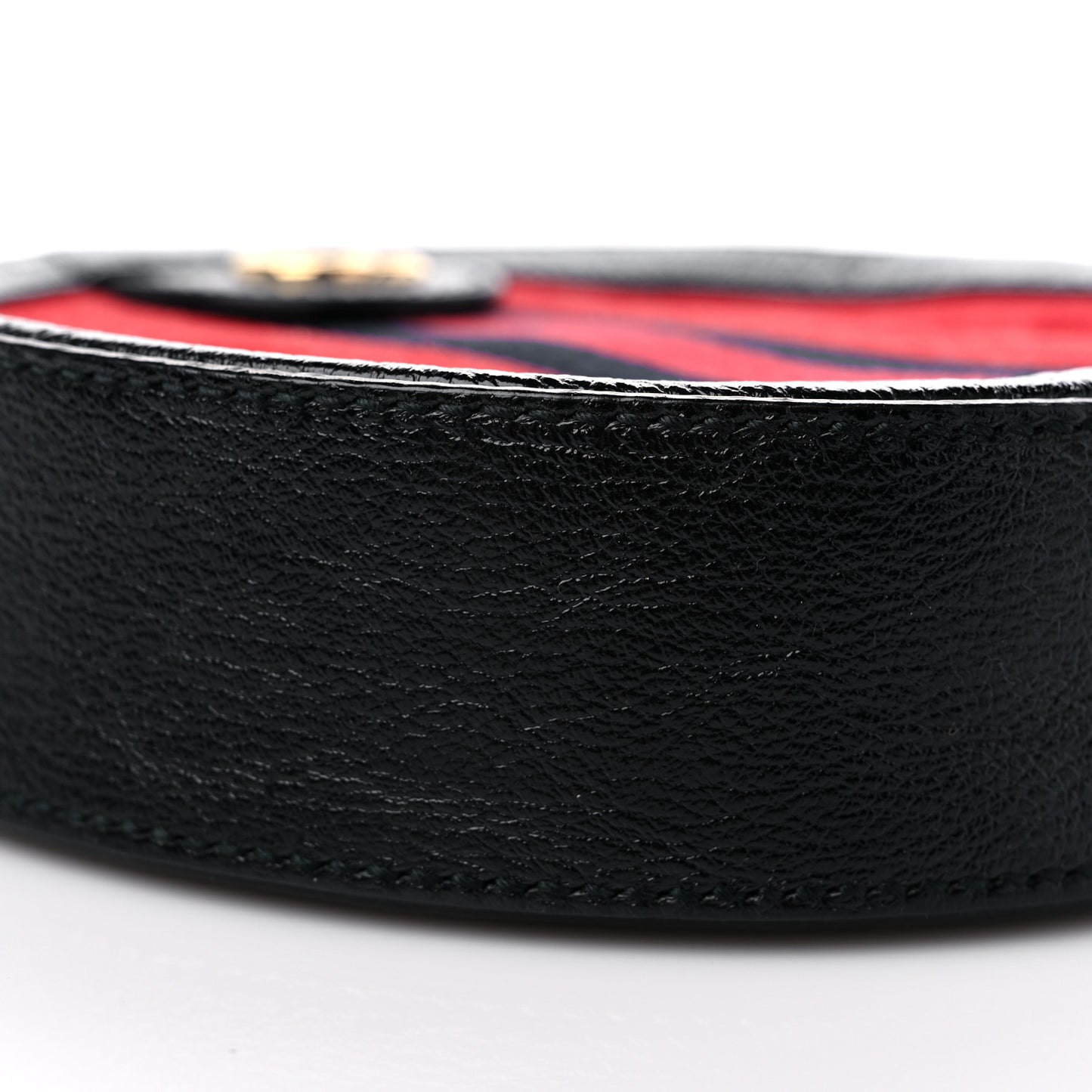 Suede Patent Web Mini Ophidia Round Shoulder Bag Hibiscus Red Black