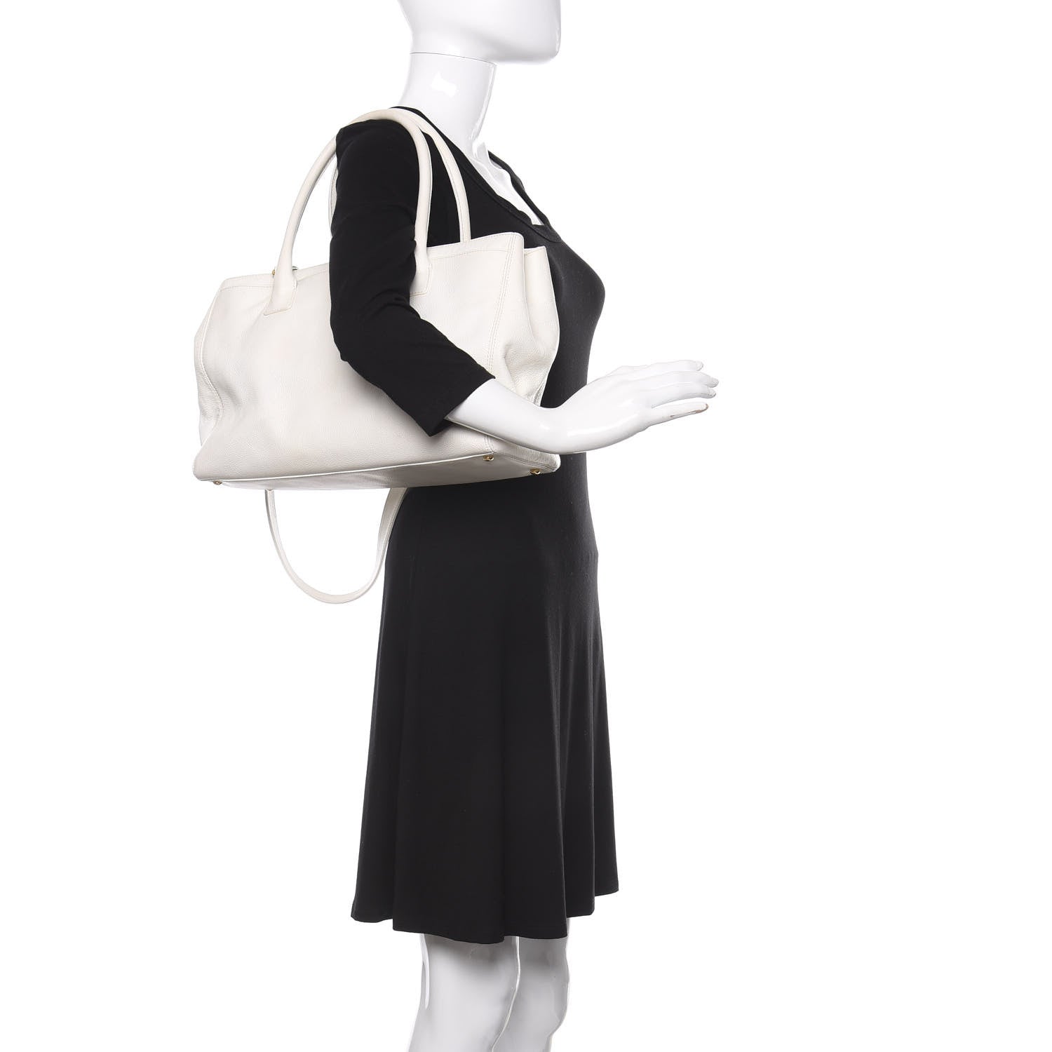 Chanel Calfskin Cerf Executive Shopper Tote White 3 of 16