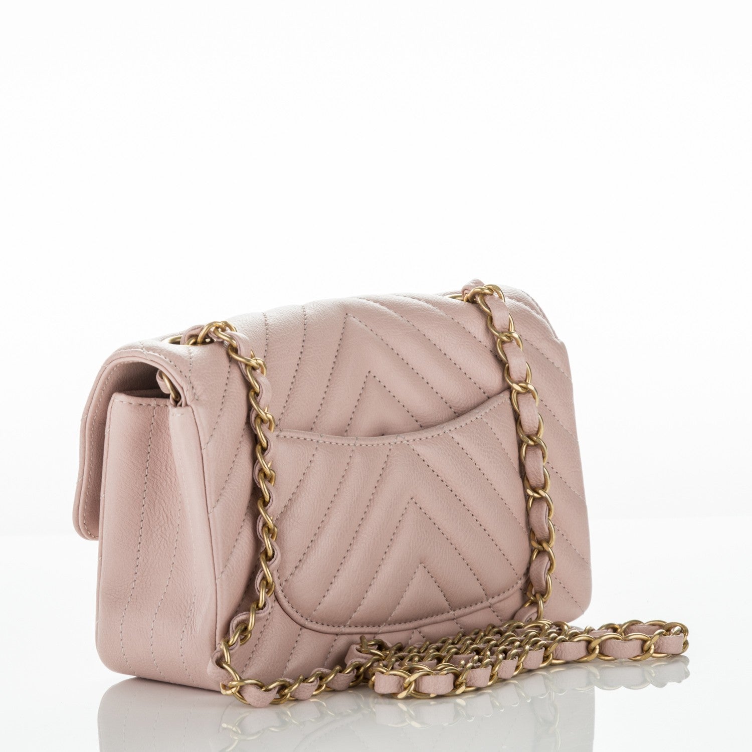 Chanel Caviar Chevron Quilted Mini Rectangular Flap Light Pink 3 of 7