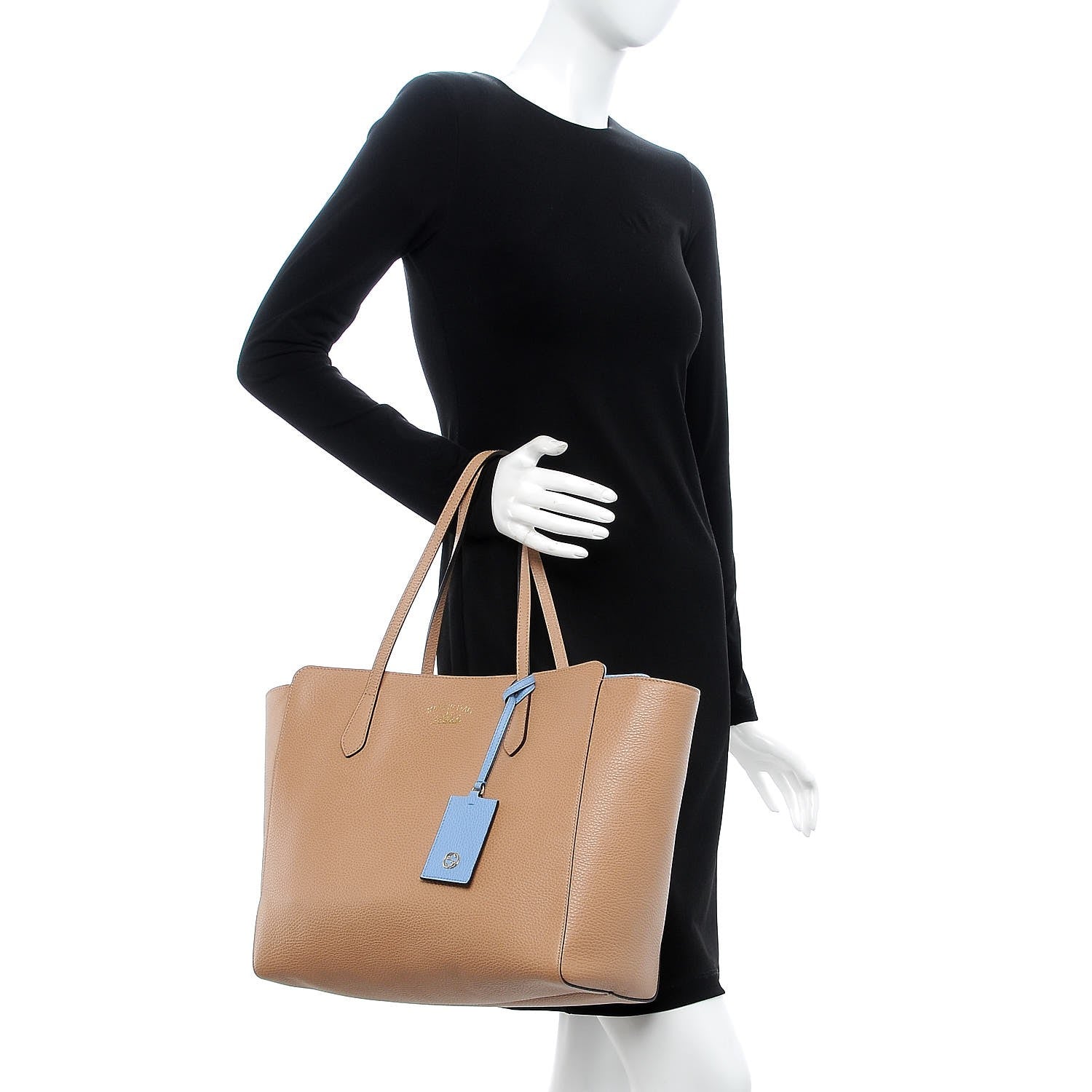 Gucci Dollar Calfskin Medium Swing Tote Camelia Mineral Blue 2 of 6
