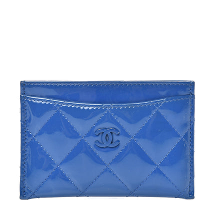 Chanel Patent Quilted Card Holder Blue 1 of 10