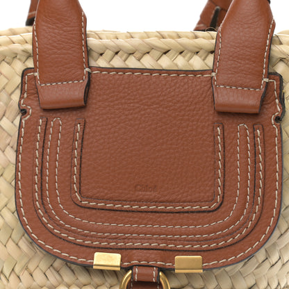 Chloe Raffia Small Grain Calfskin Small Marcie Basket Tan 6 of 8