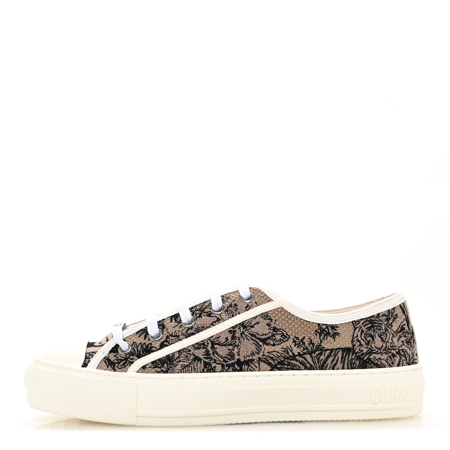Christian Dior Canvas Toile De Jouy Embroidered Womens Walk'N'Dior  Low Top Sneakers 38 Hazelnut Black 1 of 10