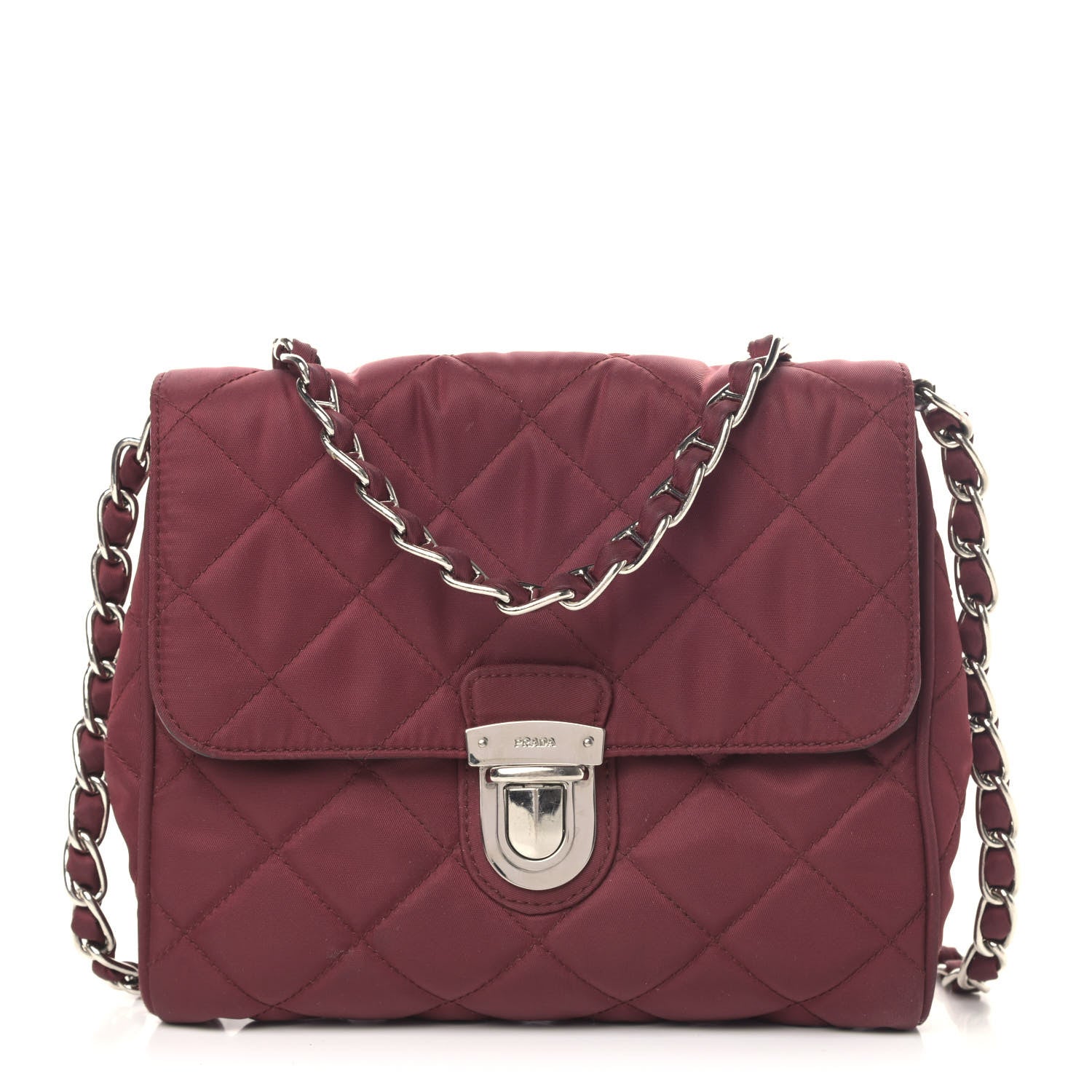 Prada Nylon Tessuto Impuntu Quilted Flap Granato 1 of 4
