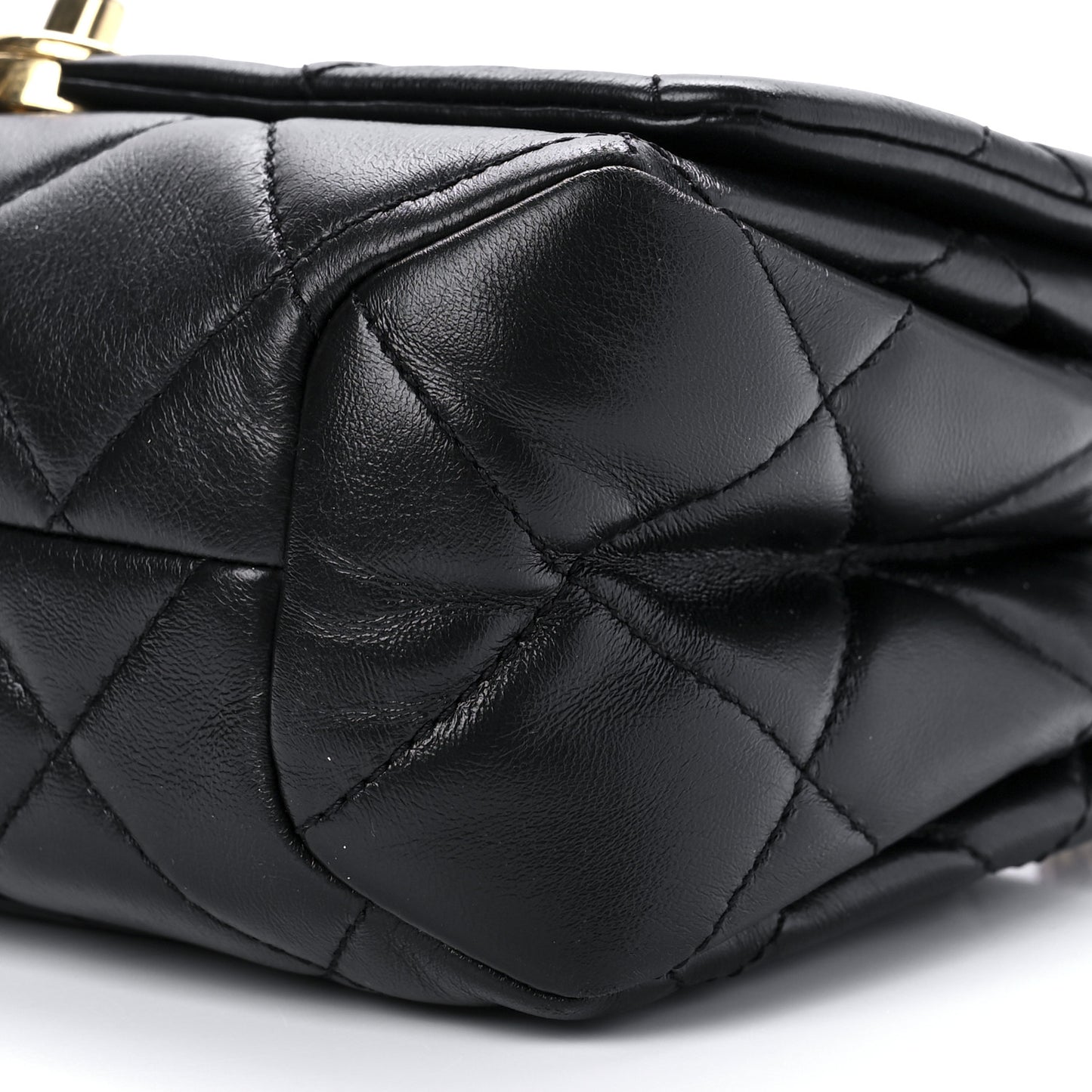 Lambskin Quilted Small Color Match Flap Black