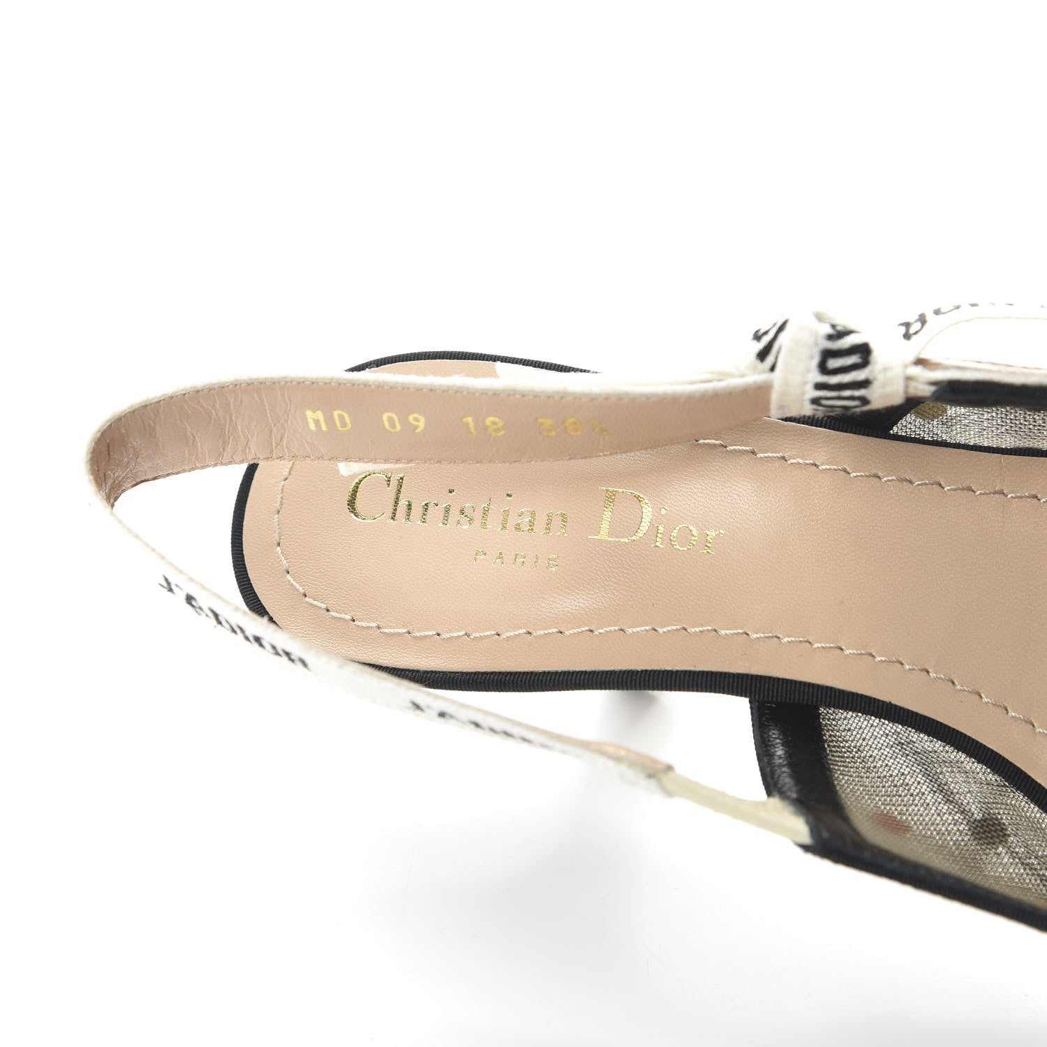 Christian Dior Mesh Ribbon Velvet Mini Dot J'Adior Slingback 65mm Pumps 38.5 Black Multicolor 7 of 9