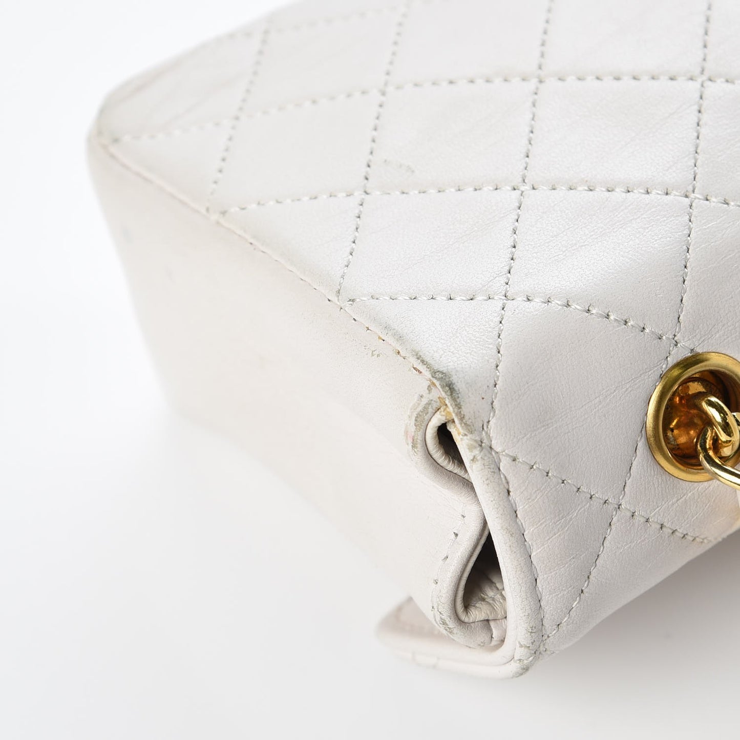 Lambskin Quilted Extra Mini Flap White