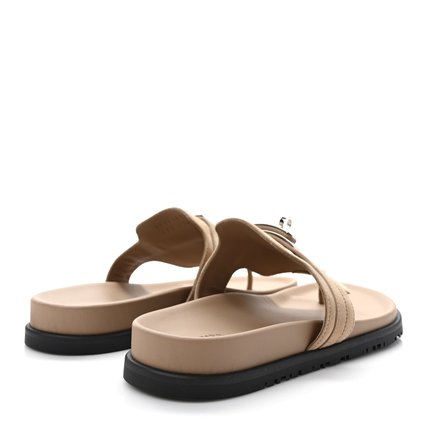 Hermes Suede Goatskin Womens Empire Sandals 38 Beige Argile 4 of 9