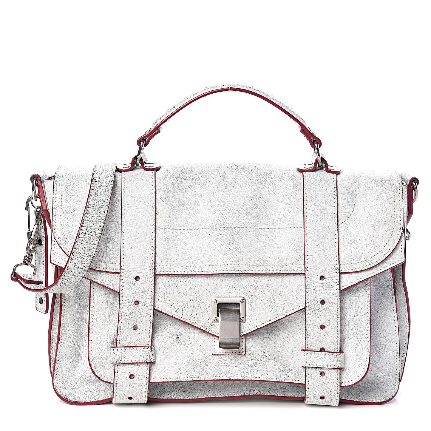 Crackle Calfskin PS1 Medium Satchel White